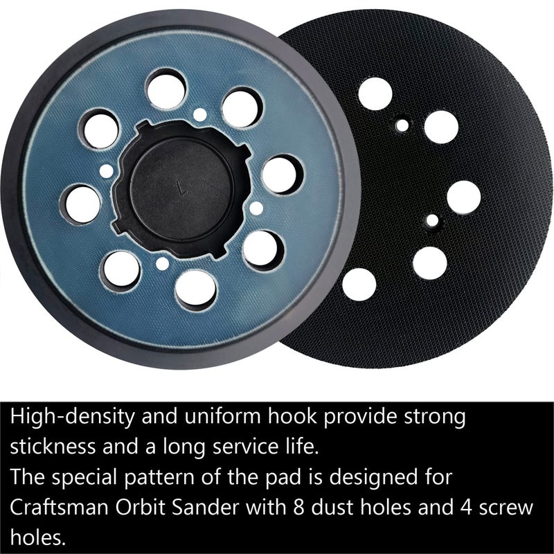 Tockrop 2 Pack 5 Inch 8 Hole Hook and Loop Replacement Sanding Backing Pad Sander Pad for 5" Craftsman CMCW220B & CMEW231 Random Orbit Sander - Image 2